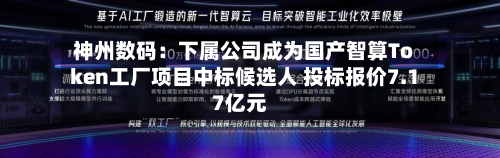 神州数码：下属公司成为国产智算Token工厂项目中标候选人 投标报价7.17亿元