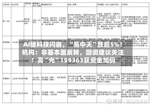 AI硬科技闪崩	，“易中天”跌超5%！机构：非基本面反转，回调建议关注！高“光”159363获资金加码-第3张图片