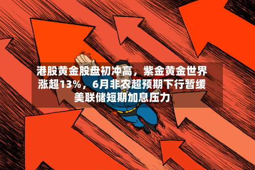 港股黄金股盘初冲高，紫金黄金世界涨超13%	，6月非农超预期下行暂缓美联储短期加息压力-第1张图片