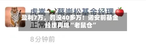 盈利7万	，罚没40多万！诺安前基金经理再曝“老鼠仓	”-第3张图片
