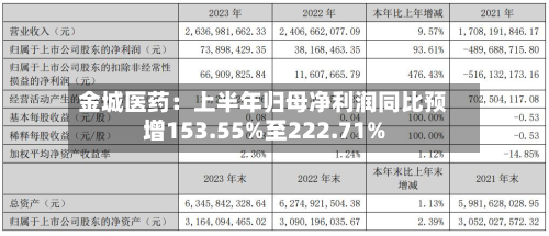金城医药：上半年归母净利润同比预增153.55%至222.71%-第3张图片