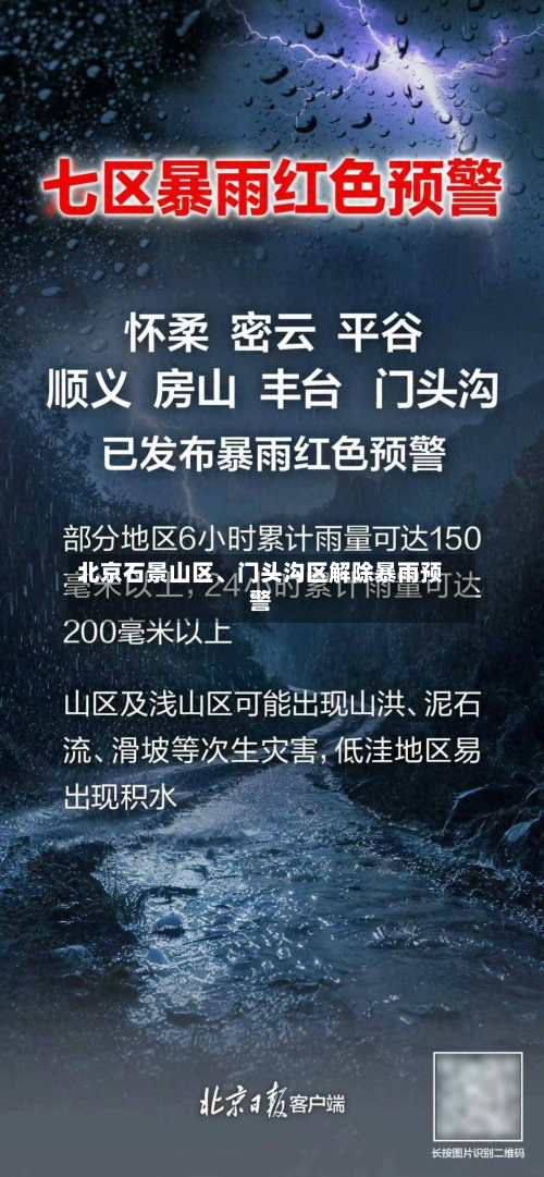 北京石景山区	、门头沟区解除暴雨预警-第2张图片