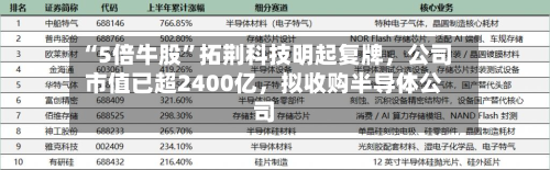 “5倍牛股”拓荆科技明起复牌，公司市值已超2400亿，拟收购半导体公司-第1张图片