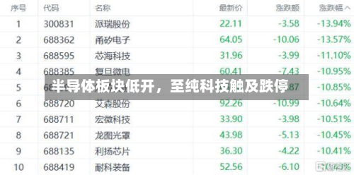 半导体板块低开	，至纯科技触及跌停-第2张图片