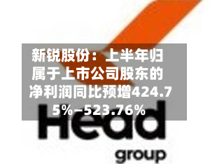 新锐股份：上半年归属于上市公司股东的净利润同比预增424.75%—523.76%