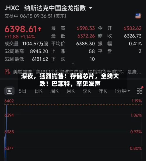 深夜，猛烈抛售！存储芯片，全线大跌！巴菲特	，罕见发声-第2张图片