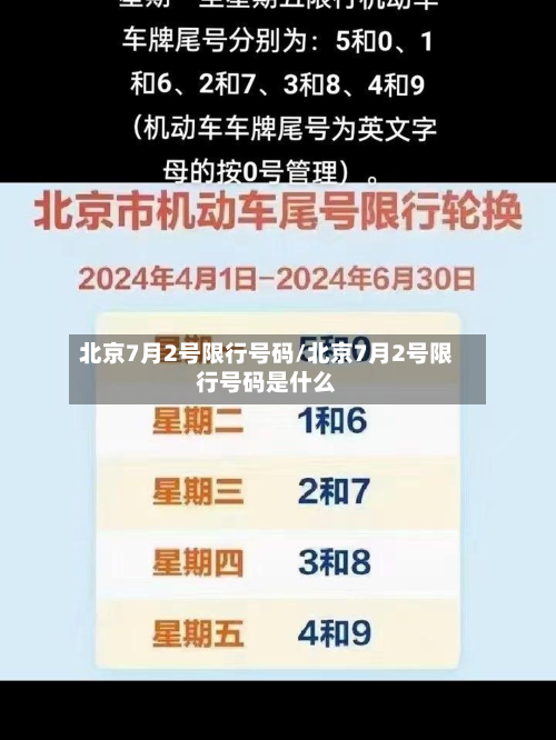 北京7月2号限行号码/北京7月2号限行号码是什么