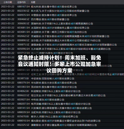 紧急终止减持计划！周末加班、豁免会议通知时限！多家上市公司加急审议回购方案-第2张图片