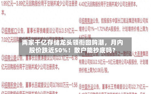 两家千亿存储龙头领衔回购潮，月内股价跌近50%！散户能抄底吗？-第3张图片