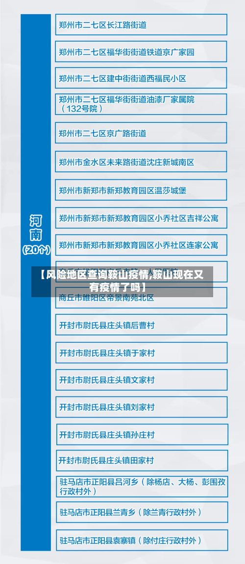 【风险地区查询鞍山疫情,鞍山现在又有疫情了吗】