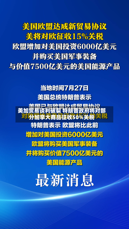 美加贸易谈判破裂 特朗普政府将对部分加拿大商品征收50%关税
