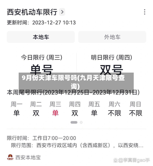 9月份天津车限号吗(九月天津限号查询)