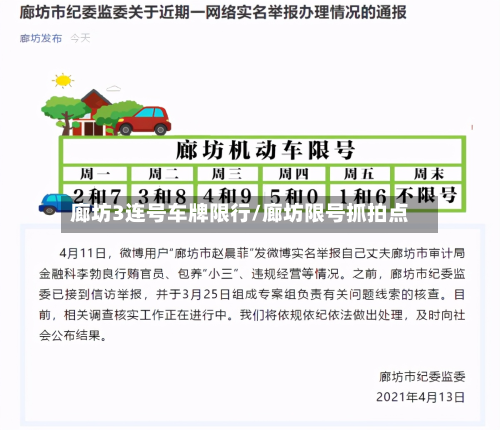 廊坊3连号车牌限行/廊坊限号抓拍点