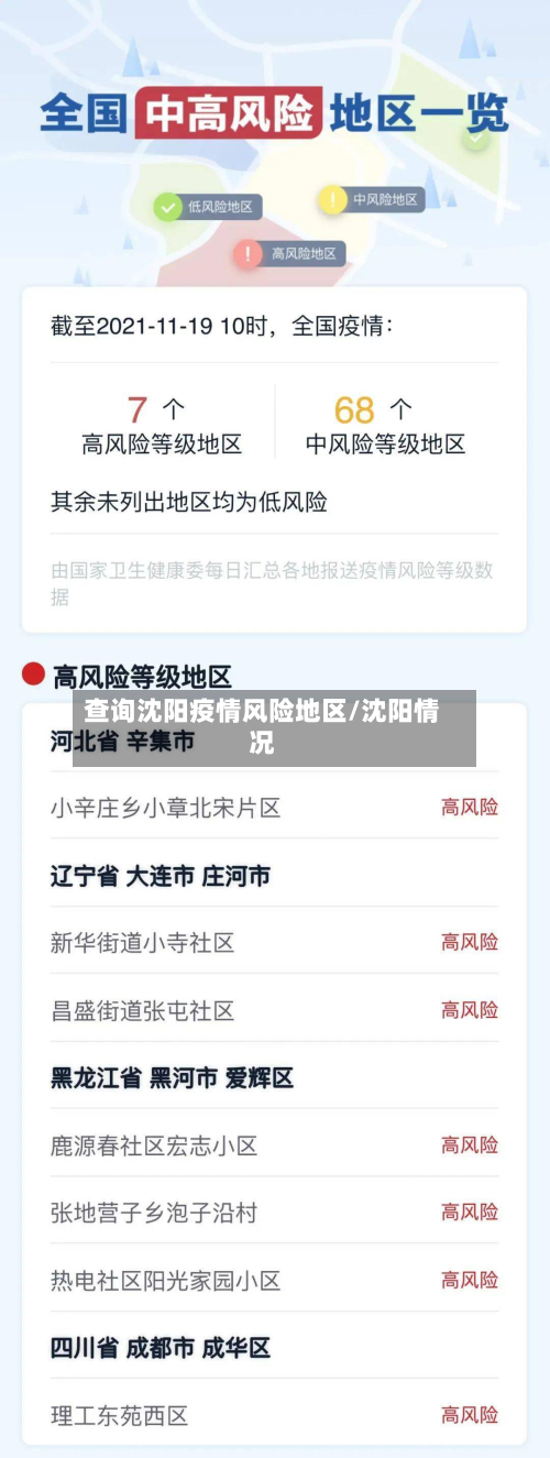 查询沈阳疫情风险地区/沈阳情况