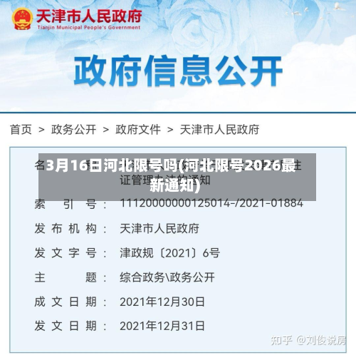 3月16日河北限号吗(河北限号2026最新通知)