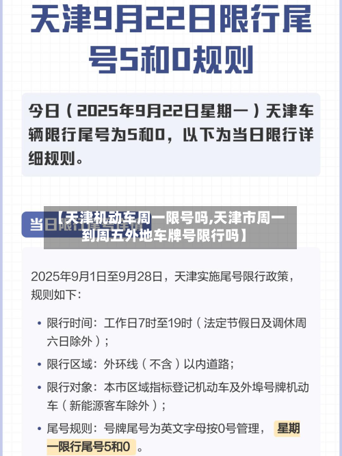 【天津机动车周一限号吗,天津市周一到周五外地车牌号限行吗】