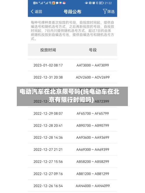 电动汽车在北京限号吗(纯电动车在北京有限行时间吗)