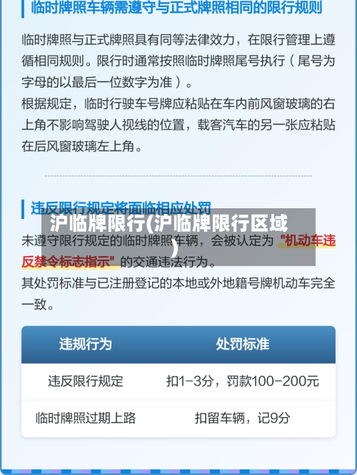 沪临牌限行(沪临牌限行区域)