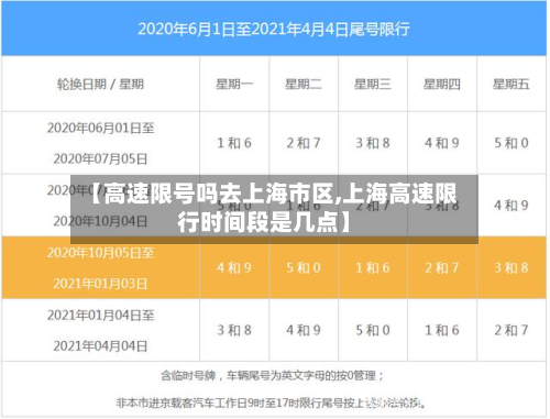 【高速限号吗去上海市区,上海高速限行时间段是几点】
