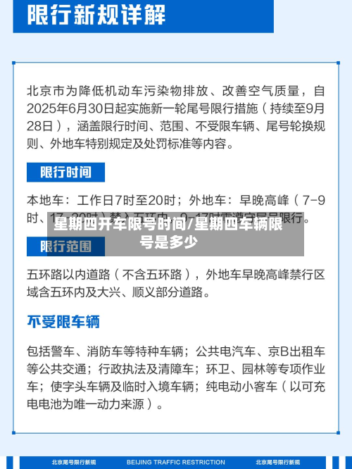 星期四开车限号时间/星期四车辆限号是多少