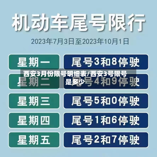 西安3月份限号明细表/西安3号限号是多少-第3张图片