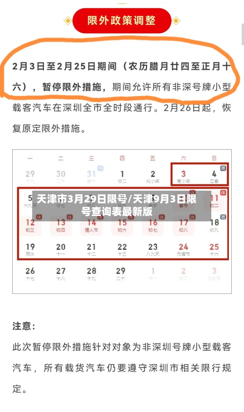 天津市3月29日限号/天津9月3日限号查询表最新版-第3张图片