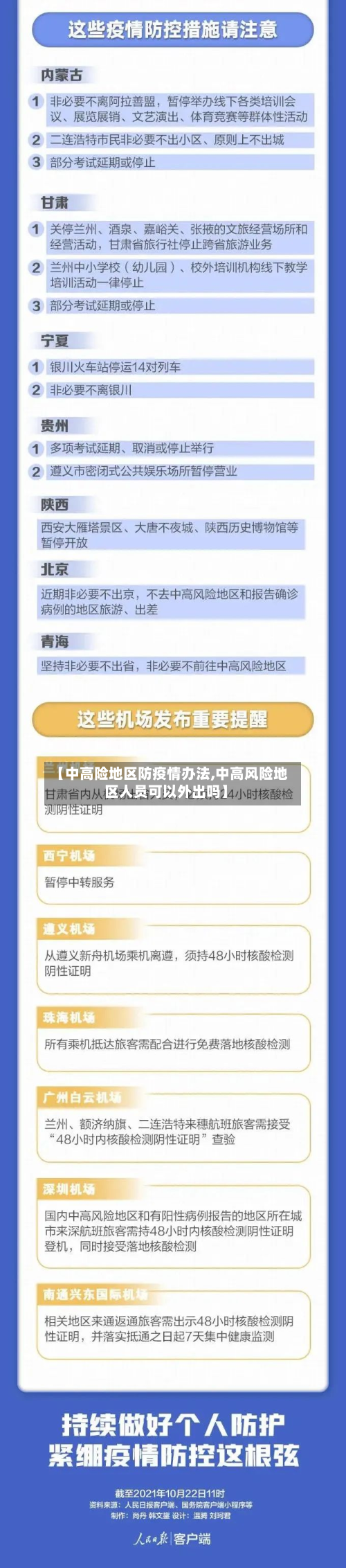 【中高险地区防疫情办法,中高风险地区人员可以外出吗】