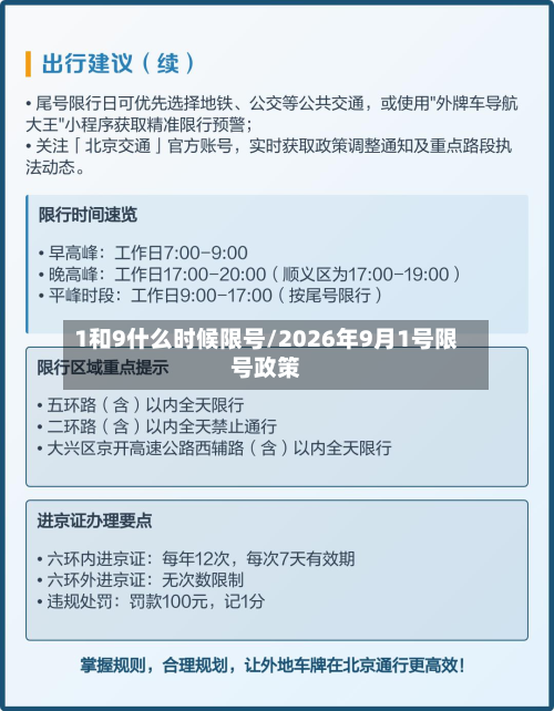 1和9什么时候限号/2026年9月1号限号政策-第2张图片