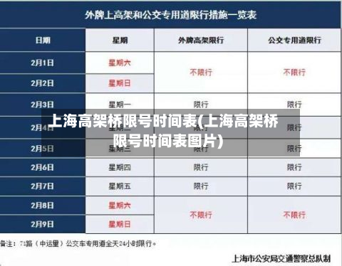 上海高架桥限号时间表(上海高架桥限号时间表图片)