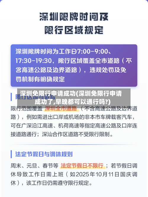 深圳免限行申请成功(深圳免限行申请成功了,早晚都可以通行吗?)-第2张图片