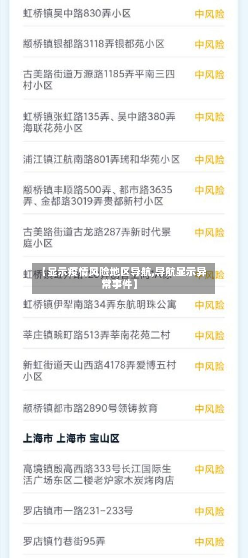 【显示疫情风险地区导航,导航显示异常事件】