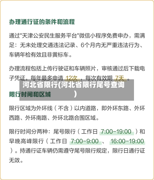 河北省限行(河北省限行尾号查询)