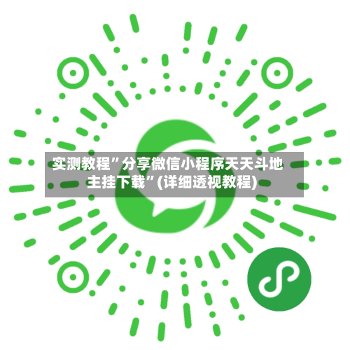 实测教程”分享微信小程序天天斗地主挂下载”(详细透视教程)