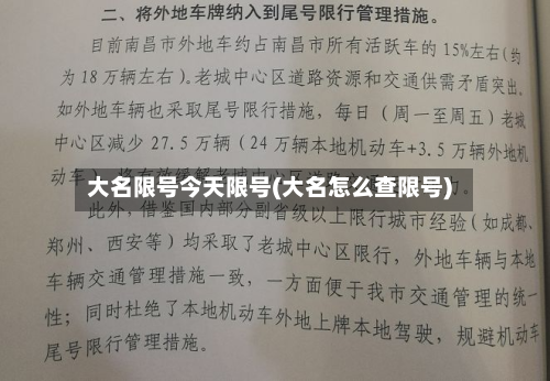 大名限号今天限号(大名怎么查限号)