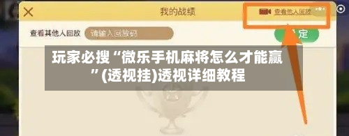 玩家必搜“微乐手机麻将怎么才能赢”(透视挂)透视详细教程-第2张图片