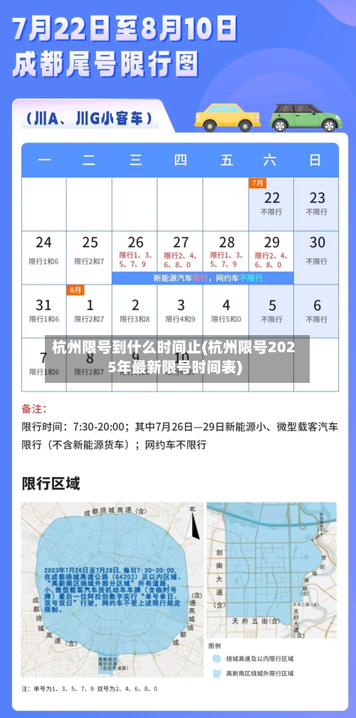 杭州限号到什么时间止(杭州限号2025年最新限号时间表)