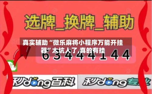 真实辅助“微乐麻将小程序万能开挂器”太坑人了,真的有挂-第2张图片
