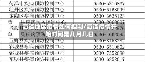 菏泽地区疫情如何控制/菏泽疫情开始时间是几月几日