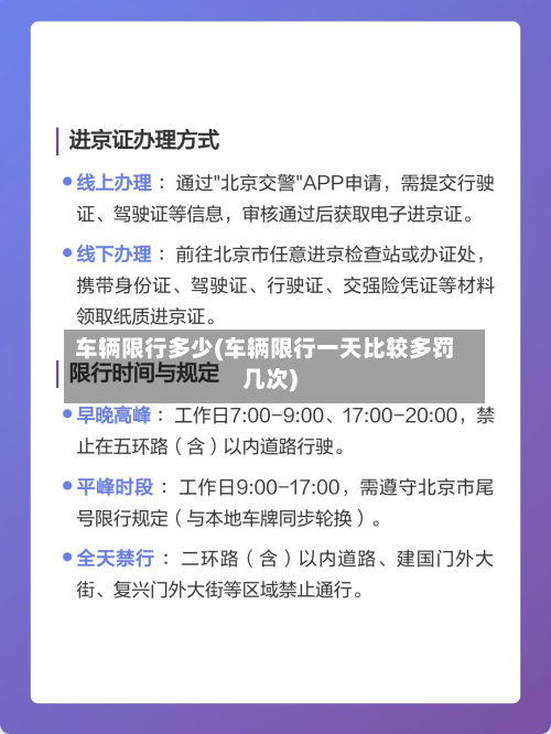 车辆限行多少(车辆限行一天比较多罚几次)-第2张图片