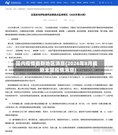 国内疫情最新地区消息(2026年8月最新全国疫情消息)