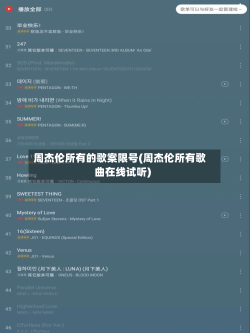 周杰伦所有的歌案限号(周杰伦所有歌曲在线试听)