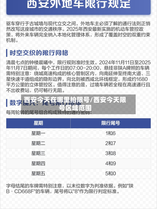 西安今天在哪里拍限号/西安今天限号区域范围