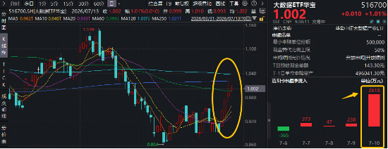 国常会重磅部署！加快通信网	、算力网建设！大数据ETF华宝（516700）逆市拉升1.4%	，单日吸金2618万元！